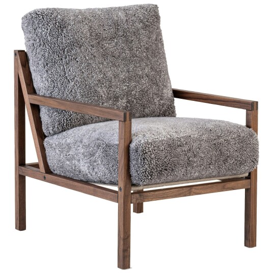 Jonas Ihreborn Seventy Five Wood Lenestol Valnøtt / Saueskinn Scandinavian Grey