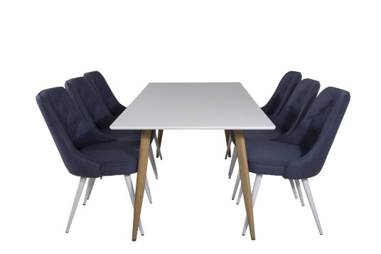 Venture Design Polar & Velvet spisegruppe Hvit/blå 6 st stoler & bord 180 x 90 cm