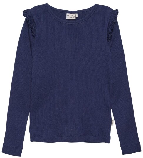 Minymo Genser Rib Dark Navy 2 år 92 Genser Blå