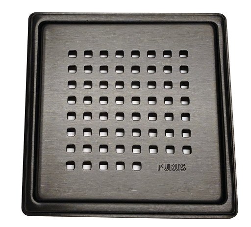 Purus Chess 150x150mm Gulvslukrist med PVD-behandling, Matt Sort