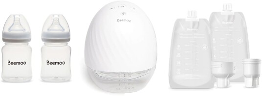 Beemoo Care Wearable Elektrisk Brystpumpe Singel inkl. Brystmelkposer & Brystmelkflaske 180 ml 2-pack