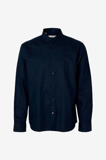 Selected Men Linskjorte slhRegclay Linenblend LS Cla Blå