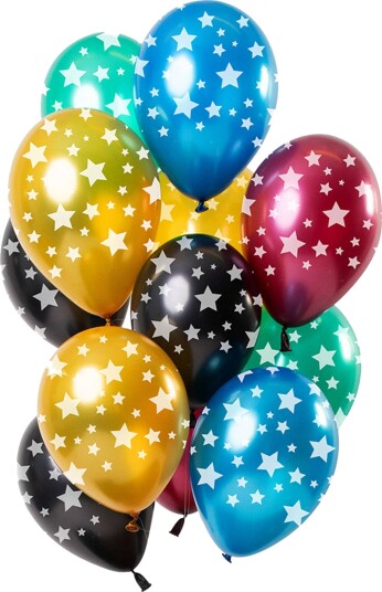 Folat Ballonger Fargerike med Stjerner 12-pakning 68861