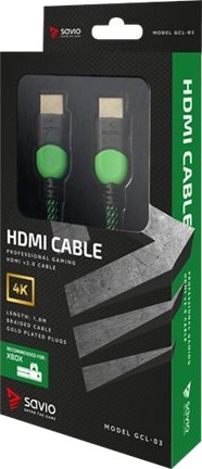 Savio Gcl 03 High Speed Hdmi Kabel Med Ethernet Hdmi Hann Til Hdmi Hann 1.8 M Skjermet Svart Grønn 4K Støtte