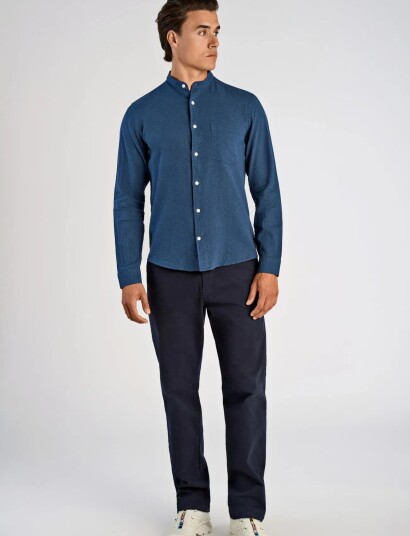 Lindbergh Linen/Cotton Shirt L/S Navy XXL Lindbergh Linen/Cotton Shirt L/S Navy XXL