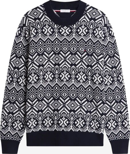 Tommy Hilfiger Aop Fairisle Cotton Crew Neck   NAVY BLUE IVORY PETAL   M