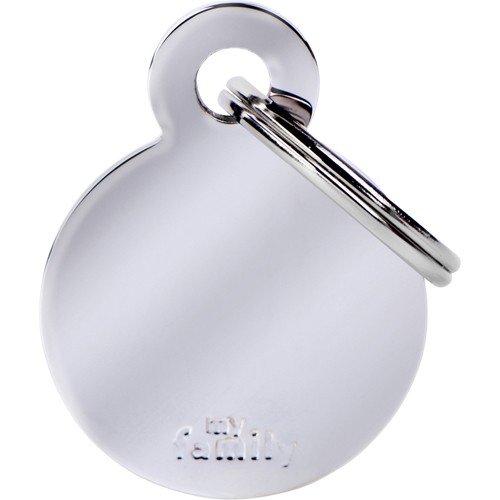 Myfamily Hundehalsbånd ID-brikke Sirkel Aluminium 32x39 mm Sølv