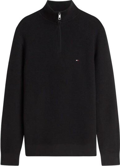 Tommy Hilfiger Pima Ctn Cash Structure Zip Mock Black XXL