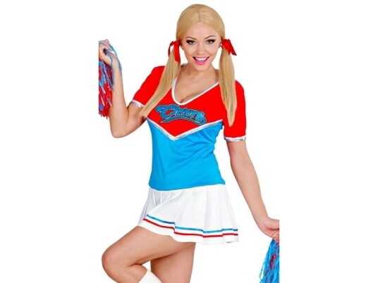 Div Lev. Cheerleader Kostume Blå Og Rød Div Lev. Cheerleader Kostume Blå Og Rød