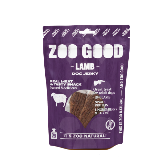 Zoo Good Lamme Jerky til Hund 80g - Naturlige Godbiter og Snacks