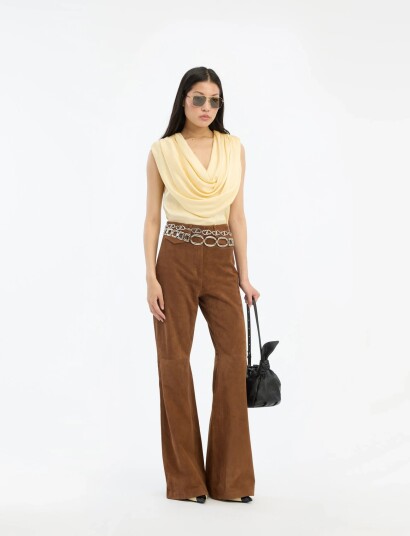 ROTATE Birger Christensen Chiffon Waterfall Top Yellow 40 ROTATE Birger Christensen Chiffon Waterfall Top Yellow 40