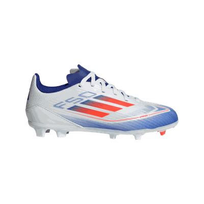 Adidas F50 League Fg/Mg Q3 24 fotballsko gress og kunstgress junior Hvit 35