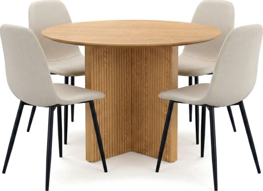 Edda spisegruppe rund 110 cm Eik med 4 Nibe spisestoler Eik Edda spisegruppe rund 110 cm Eik med 4 Nibe spisestoler Eik