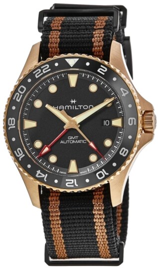 Hamilton Herreklokke H82565930 Khaki Navy Scuba Gmt Sort/Tekstil Ø43