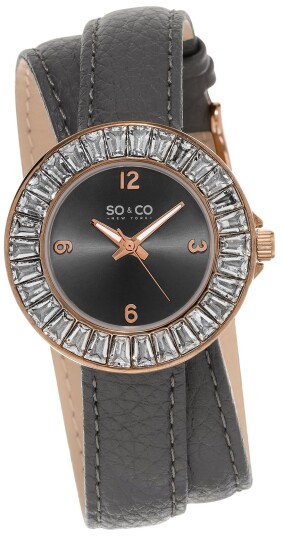 So & Co New York Dameklokke 5070.4 SoHo Grå/Lær Ø34 mm