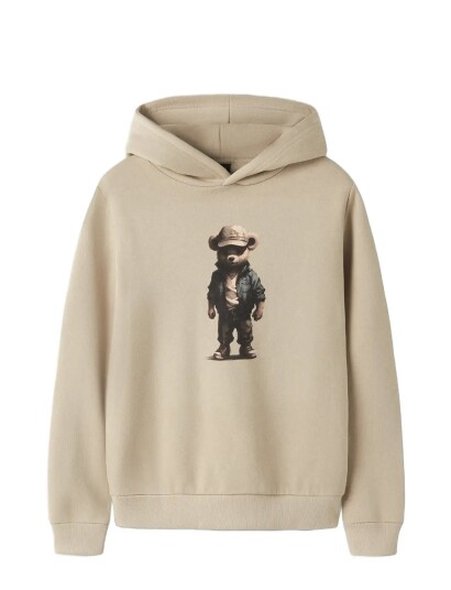 LMTD Nlmnamse Ls Bru Sweat W. Hood Beige 158 164