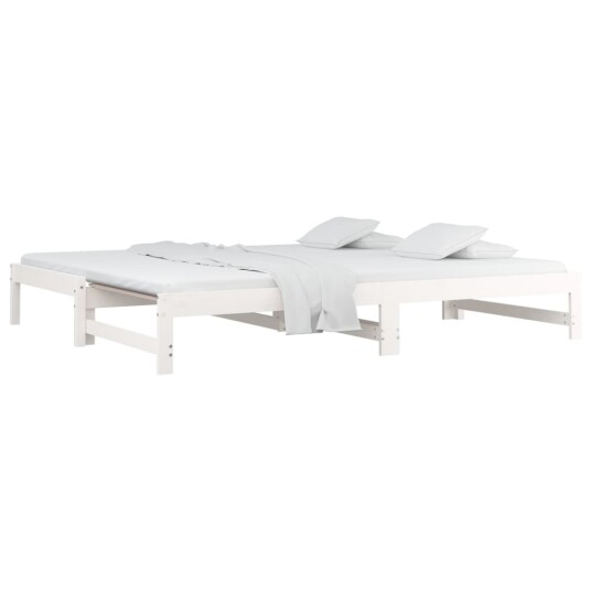 Uttrekkbar dagseng hvit 2x80x200 cm heltre furu Uttrekkbar dagseng hvit 2x80x200 cm heltre furu