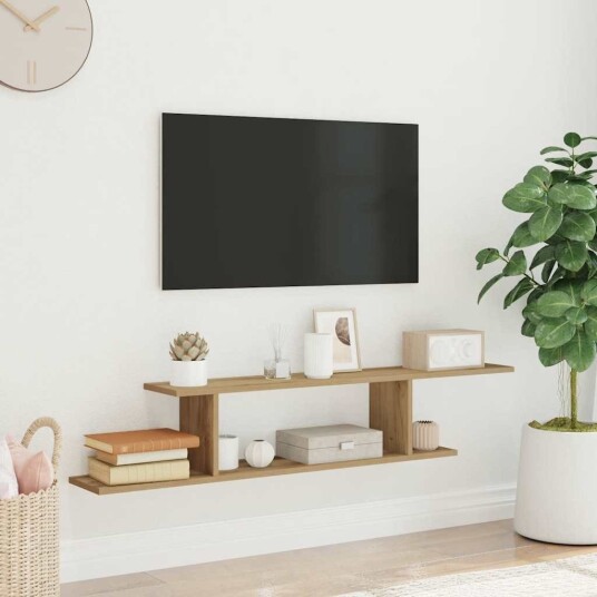  Veggmontert TV-hylle artisan eik 125x18x23 cm konstruert tre 8721158439284