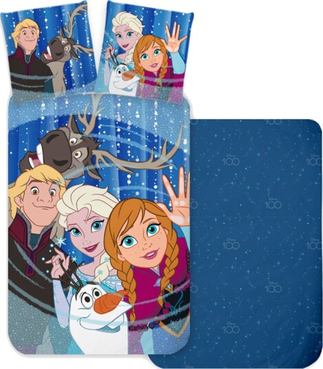 Licens Frost sengetøy 100% bomull Barnesengetøy 140x200 cm Anna Elsa Sven Kristoffer og Olaf Disney 100