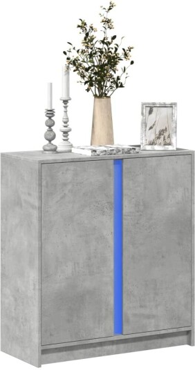 Skjenk med LED betonggrå 77x34x85 cm konstruert tre