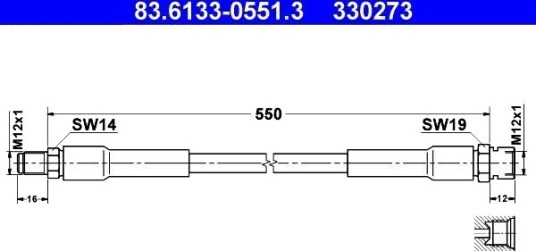 ATE 83.6133 0551.3 Bremseslange