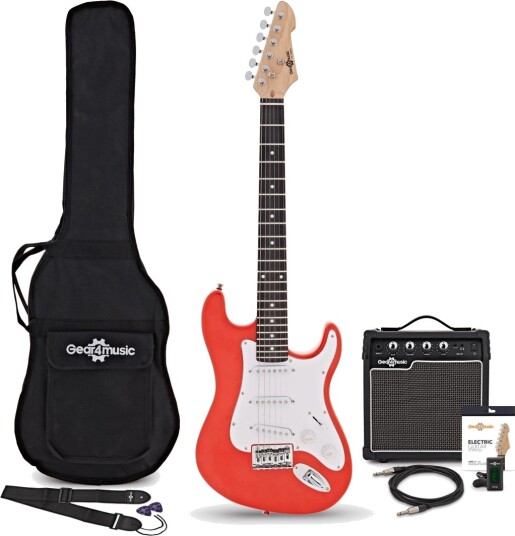 Gear4Music 3/4 LA Elektrisk Gitar Rød med 10 W Forsterkerpakke Gear4Music 3/4 LA Elektrisk Gitar Rød med 10 W Forsterkerpakke
