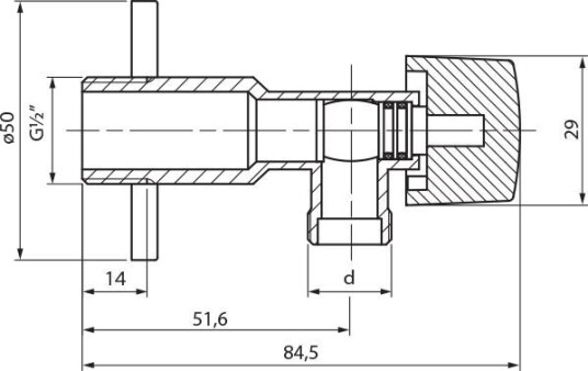 Perfexim Kne-Ventil Mot Kalk 1/2"X3/8" (02-055-1510-000)