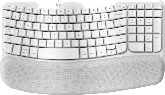 Logitech Wave Keys Trådløst Ergonomisk Tastatur med Håndleddstøtte Off-White