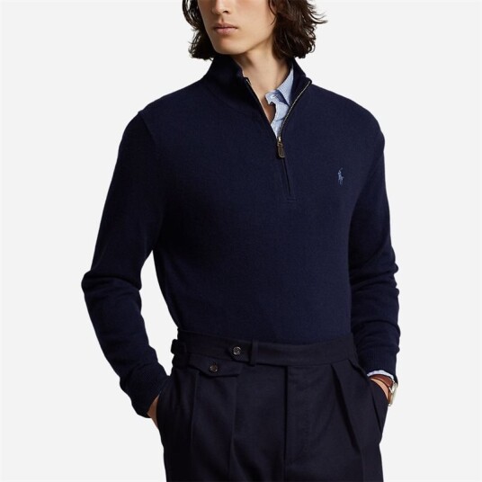 Ralph Lauren Wool Quarter Zip Sweater - Hunter Navy Ralph Lauren Wool Quarter Zip Sweater - Hunter Navy
