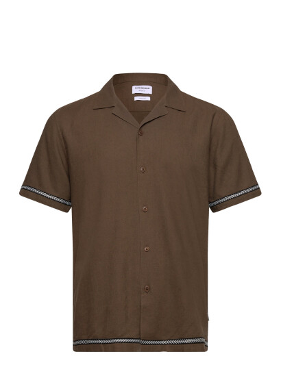 Lindbergh Soft Viscose Linen Shirt S/S - Khaki green - S