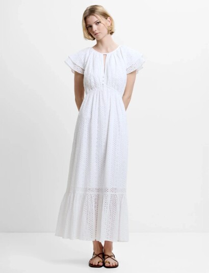 French Connection Bonnie Trisha Emb Maxi Dress White 38