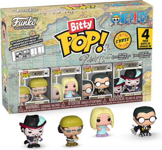 Funko Bitty POP! Usopp, Kaya, Kuro, Dracule Mihawk actionfigurer