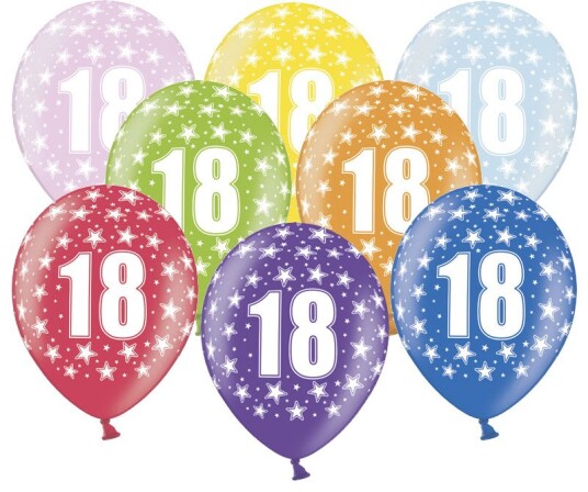 18 Tallet Flerfargede Ballonger30 cm