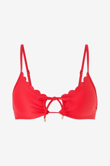 KAANDA Beach life Bikini BH Scallop Halter Spaghitti Adjustable Straps w Removable Cups Rød