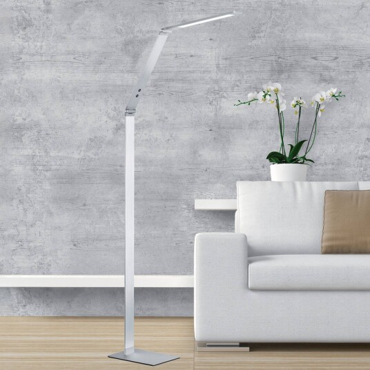 FISCHER & HONSEL LED gulvlampe Geri dimbar Aluminium / grå / sink Stue / spisestue Metall Moderne
