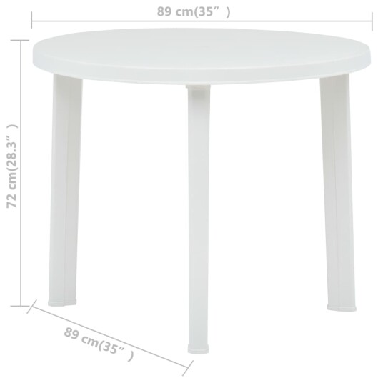 vidaXL Hagebord hvit 89 cm plast vidaXL Hagebord hvit 89 cm plast