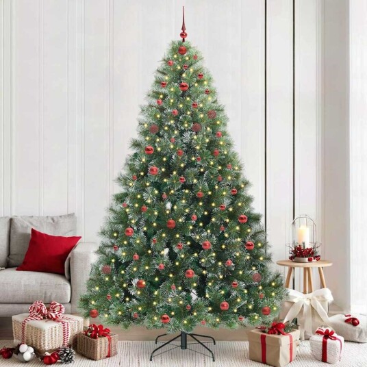  Kunstig juletre med 300 LED med stativ grønn 240 cm PE og PVC