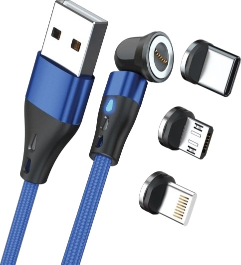 Realpower Magneticcharge3, 2 M, Usb A, Blå Realpower Magneticcharge3, 2 M, Usb A, Blå