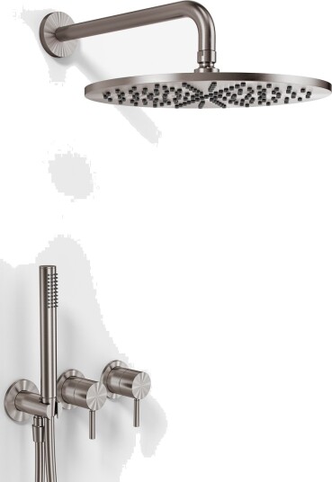 Semplice SBR801 S07 - Dusjsett Ø30 cm, Vegg, PVD børstet stål