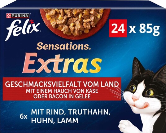 Felix Sensations Extras Extra Land Våtfôr 72 x 85 g