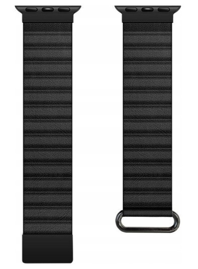 Crong Eclipse - Apple Watch Magnetisk Lærreim 42/44/45/49 Mm (Svart)