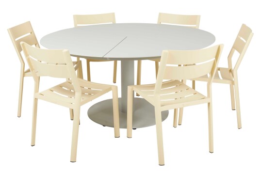 Brafab Peace & Delia spisegruppe Lysegrå/lemon 6 stoler & bord 150 cm