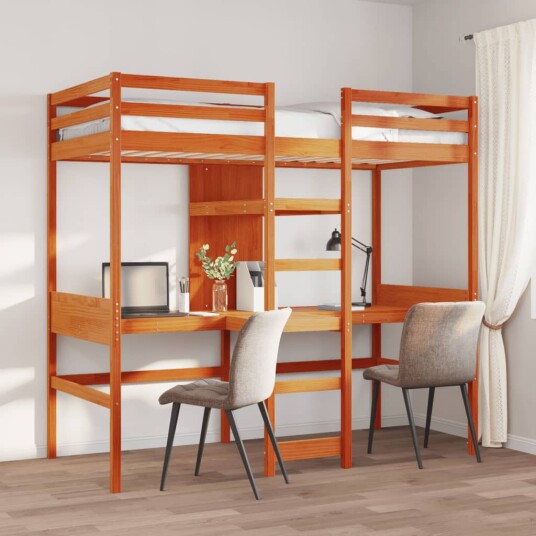  Ramme for loftseng uten madrass voksbrun 80x200 cm heltre furu 8721158373069