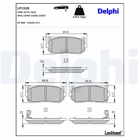 Bremseklosser DELPHI LP1528 Bremseklosser DELPHI LP1528