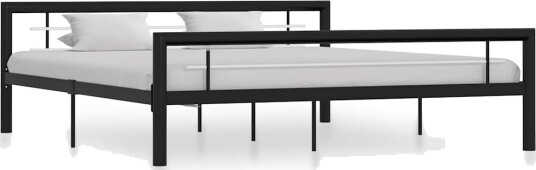  Sengeramme svart og hvit metall 180x200 cm
