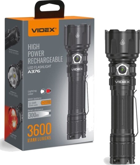 Videx KRAFTIG LED lommelykt - 3600lm, 5000K, oppladbar, IP68, 20W - Kulør : Nøytral Videx KRAFTIG LED lommelykt - 3600lm, 5000K, oppladbar, IP68, 20W - Kulør : Nøytral