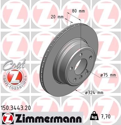 Bremseskive ZIMMERMANN 150.3443.20 Bremseskive ZIMMERMANN 150.3443.20