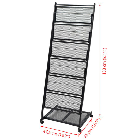 vidaXL Magasinhylle 47,5x43x133 cm svart A4 vidaXL Magasinhylle 47,5x43x133 cm svart A4