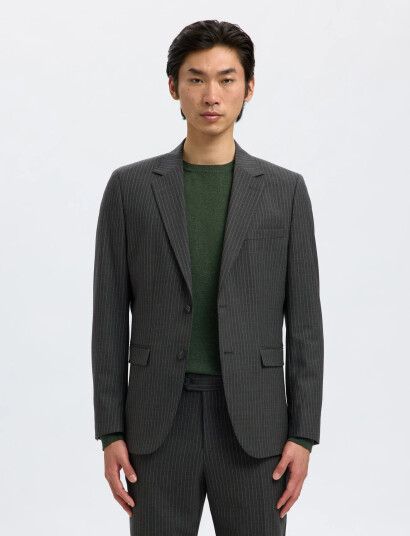 Selected Slhslim-Theo Lano Pinstriped Blz - Grey - 54 Selected Slhslim-Theo Lano Pinstriped Blz - Grey - 54