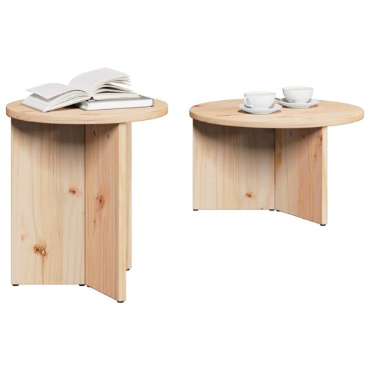 Kaffebord Sett 2 pcs Naturlig 49 x 49 x 28 cm Massiv furu tre